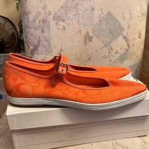 Coach Women's Vibrant Orange Flats